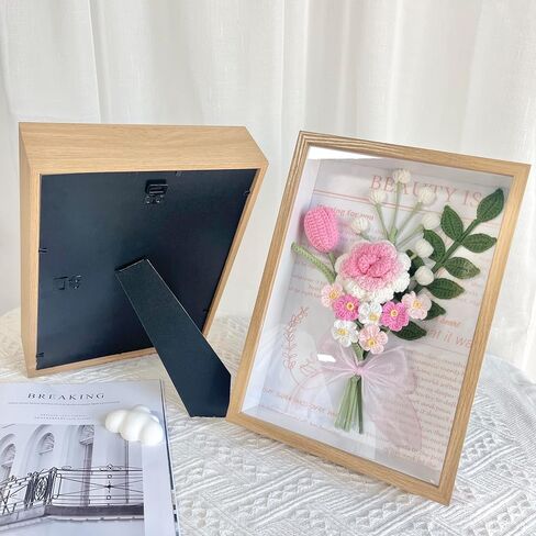 Handmade Crochet Sunflower Tulip Photo Frame, Knitted Artificial Forever Flowers Bouquet Wall Hanging, Gift to Girlfriend Mom Women, Perfect for Home & Office for Wall Decoration, Desktop in Saudi Arabia
