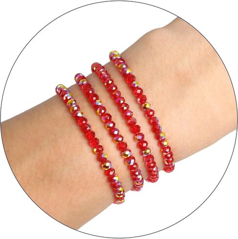 Trendy Pink Beaded Bracelets for Teen Girls and Women - Boho Stacked Bead Jewelry Sets - Stretch Chakra Bracelet Pack (Light Pink 4Pcs) in Saudi Arabia