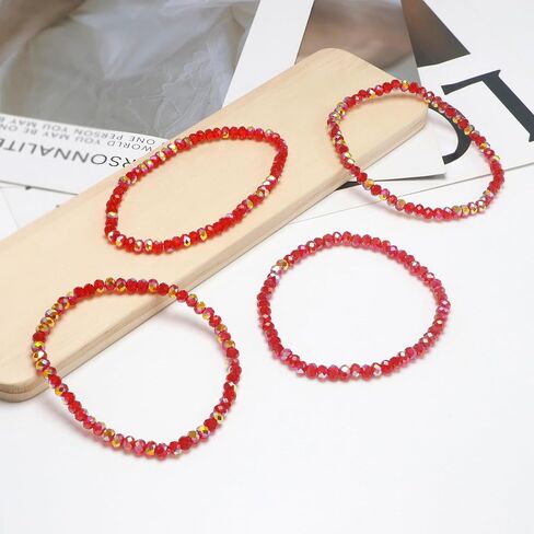 Trendy Pink Beaded Bracelets for Teen Girls and Women - Boho Stacked Bead Jewelry Sets - Stretch Chakra Bracelet Pack (Light Pink 4Pcs) in Saudi Arabia