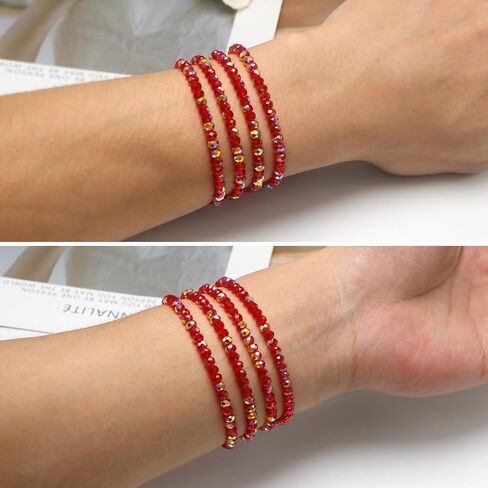 Trendy Pink Beaded Bracelets for Teen Girls and Women - Boho Stacked Bead Jewelry Sets - Stretch Chakra Bracelet Pack (Light Pink 4Pcs) in Saudi Arabia