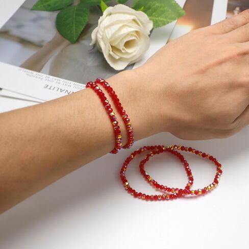 Trendy Pink Beaded Bracelets for Teen Girls and Women - Boho Stacked Bead Jewelry Sets - Stretch Chakra Bracelet Pack (Light Pink 4Pcs) in Saudi Arabia