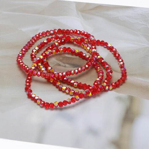 Trendy Pink Beaded Bracelets for Teen Girls and Women - Boho Stacked Bead Jewelry Sets - Stretch Chakra Bracelet Pack (Light Pink 4Pcs) in Saudi Arabia