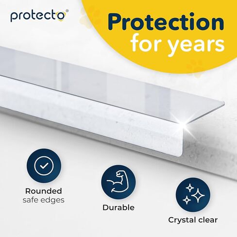 PROTECTO Window Sill Protector from Dogs - 29.5 x 5.1 Clear Window Guards from Cats Scratching, Chewing & Clawing | Keep Your Sills Smooth & Paws Safe | Ultra Strong Window Sill Cover Protection in Kuwait