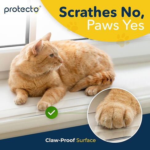 PROTECTO Window Sill Protector from Dogs - 29.5 x 5.1 Clear Window Guards from Cats Scratching, Chewing & Clawing | Keep Your Sills Smooth & Paws Safe | Ultra Strong Window Sill Cover Protection in Kuwait