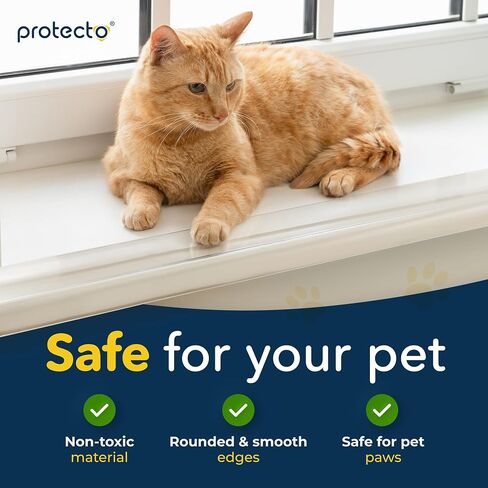 PROTECTO Window Sill Protector from Dogs - 29.5 x 5.1 Clear Window Guards from Cats Scratching, Chewing & Clawing | Keep Your Sills Smooth & Paws Safe | Ultra Strong Window Sill Cover Protection in Kuwait