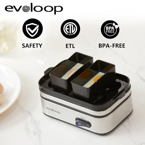 Evoloop Rapid Egg Cooker Electric 6 Eggs Capacity, Soft, Medium, Hard Boiled, Poacher, Omelet Maker Egg Poacher With Auto Shut-Off, BPA Free in Kuwait