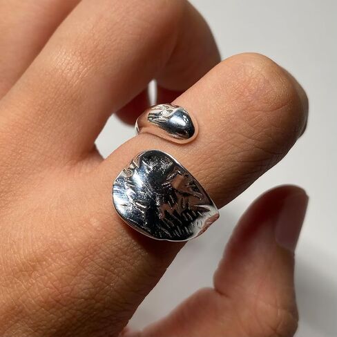 Handmade Vintage 925 Sterling Silver Wide Band Rings for Women/Men,Adjustable Thumb Finger Ring (Chain) in Saudi Arabia