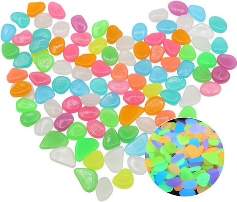 Luminous Pebble Stones,Colorful Glowing Pebbles,Glow in The Dark Rocks,100 Pieces,Mixd Color. in Saudi Arabia