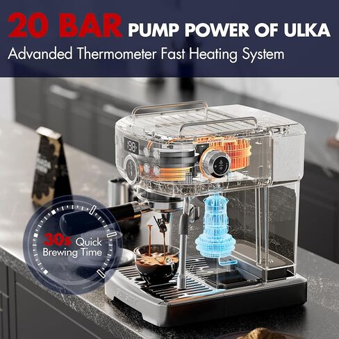 ماكينة قهوة اسبريسو، ماكينة اسبريسو من الفولاذ المقاوم للصدأ مع رغوة الحليب، ماكينة اسبريسو 20 بار، ماء ساخن مستقل، ماكينات قهوة اسبريسو للمنزل، امريكانو، ماكينة قهوة لاتيه in Kuwait