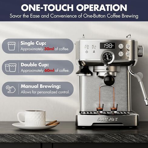 ماكينة قهوة اسبريسو، ماكينة اسبريسو من الفولاذ المقاوم للصدأ مع رغوة الحليب، ماكينة اسبريسو 20 بار، ماء ساخن مستقل، ماكينات قهوة اسبريسو للمنزل، امريكانو، ماكينة قهوة لاتيه in Kuwait