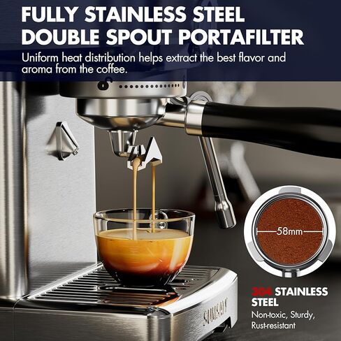 ماكينة قهوة اسبريسو، ماكينة اسبريسو من الفولاذ المقاوم للصدأ مع رغوة الحليب، ماكينة اسبريسو 20 بار، ماء ساخن مستقل، ماكينات قهوة اسبريسو للمنزل، امريكانو، ماكينة قهوة لاتيه in Kuwait