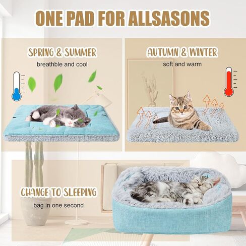 2 Pcs Cat Beds Small Dog Bed, Self Warming Cat Dog Mat Washable Warm Fluffy Pet Pad Calming Cushion Soft Kitty Bed for Indoor Outdoor Crate Pets Cat Small Dog Sleeping, 24 x 20 Inch (Green) in Saudi Arabia