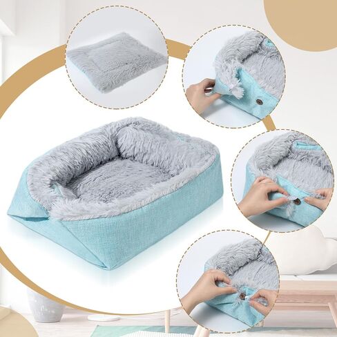 2 Pcs Cat Beds Small Dog Bed, Self Warming Cat Dog Mat Washable Warm Fluffy Pet Pad Calming Cushion Soft Kitty Bed for Indoor Outdoor Crate Pets Cat Small Dog Sleeping, 24 x 20 Inch (Green) in Saudi Arabia