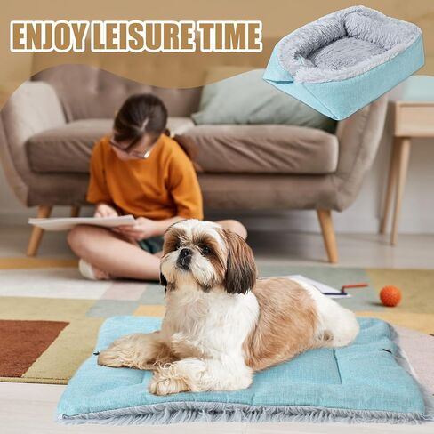2 Pcs Cat Beds Small Dog Bed, Self Warming Cat Dog Mat Washable Warm Fluffy Pet Pad Calming Cushion Soft Kitty Bed for Indoor Outdoor Crate Pets Cat Small Dog Sleeping, 24 x 20 Inch (Green) in Saudi Arabia