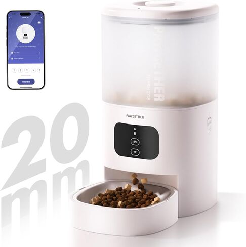 PAWGETHER® Automatic Cat Feeder with App Control - 4L Timed Pet Feeder Clog-Free Suitable for Kibble up to 20mm Dog Food Dispenser with Stainless Steel Bowl, Auto Cat Feeder for Dry Food in Saudi Arabia