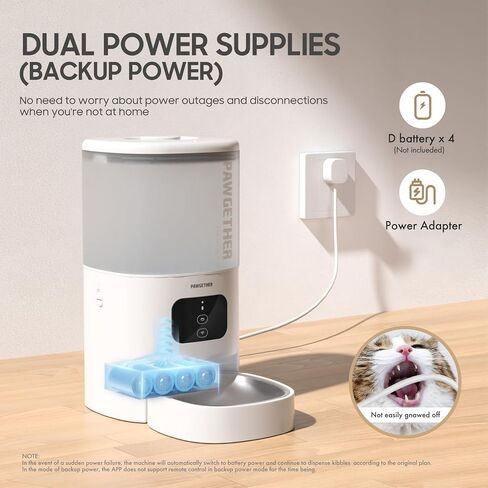PAWGETHER® Automatic Cat Feeder with App Control - 4L Timed Pet Feeder Clog-Free Suitable for Kibble up to 20mm Dog Food Dispenser with Stainless Steel Bowl, Auto Cat Feeder for Dry Food in Saudi Arabia