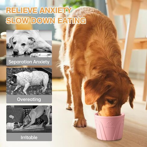 Dog Slow Feeder Lick Bowl, Anxiety Relief Dog Licking Mat Treat Dispenser, Non-Slip Anti-Choking Slow Eating Dog Lick Bowl for Small Medium and Large Breed Dogs, BPA Free Silicone in Kuwait