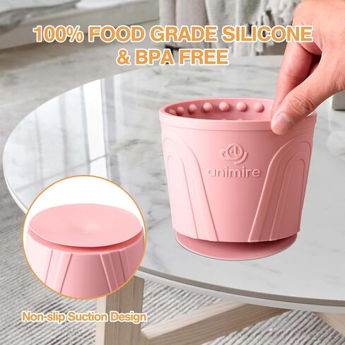 Dog Slow Feeder Lick Bowl, Anxiety Relief Dog Licking Mat Treat Dispenser, Non-Slip Anti-Choking Slow Eating Dog Lick Bowl for Small Medium and Large Breed Dogs, BPA Free Silicone in Kuwait