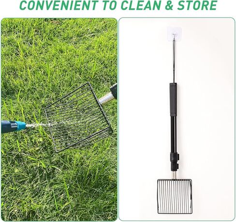 مغرفة فضلات الدجاج المعدنية القابلة للتعديل - مغرفة فضلات معدنية ذات مقبض طويل لسهولة تنظيف حظيرة الدجاج - ملحقات حظيرة الدجاج شديدة التحمل (22 إلى 43 بوصة) in Kuwait