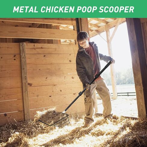 مغرفة فضلات الدجاج المعدنية القابلة للتعديل - مغرفة فضلات معدنية ذات مقبض طويل لسهولة تنظيف حظيرة الدجاج - ملحقات حظيرة الدجاج شديدة التحمل (22 إلى 43 بوصة) in Kuwait