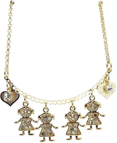 SIFRIMANIA Personalized Children's Charm Choker Necklace, Boys or Girls Customizable Pendants, Growing Family Jewelry for Women (4 Girls) in Saudi Arabia