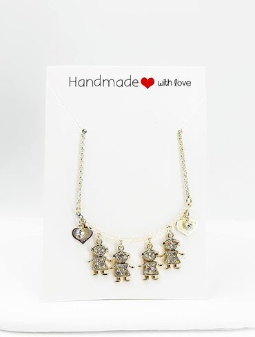SIFRIMANIA Personalized Children's Charm Choker Necklace, Boys or Girls Customizable Pendants, Growing Family Jewelry for Women (4 Girls) in Saudi Arabia