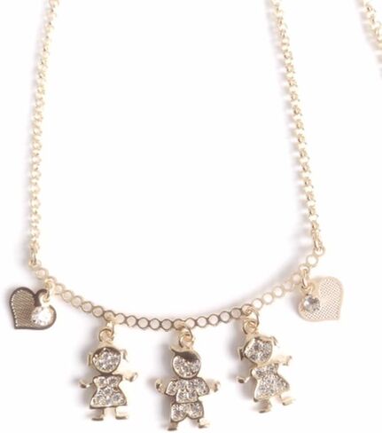 SIFRIMANIA Personalized Children's Charm Choker Necklace, Boys or Girls Customizable Pendants, Growing Family Jewelry for Women (4 Girls) in Saudi Arabia