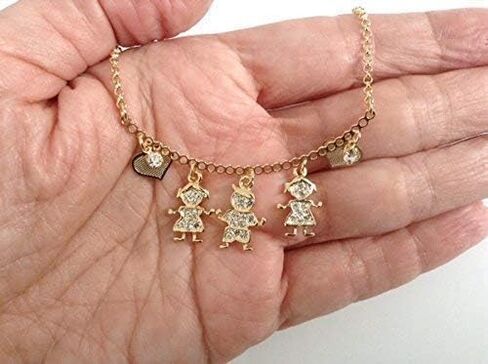 SIFRIMANIA Personalized Children's Charm Choker Necklace, Boys or Girls Customizable Pendants, Growing Family Jewelry for Women (4 Girls) in Saudi Arabia