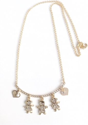 SIFRIMANIA Personalized Children's Charm Choker Necklace, Boys or Girls Customizable Pendants, Growing Family Jewelry for Women (4 Girls) in Saudi Arabia
