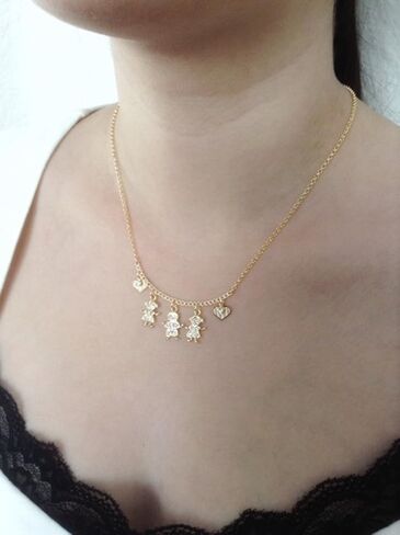 SIFRIMANIA Personalized Children's Charm Choker Necklace, Boys or Girls Customizable Pendants, Growing Family Jewelry for Women (4 Girls) in Saudi Arabia