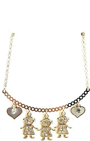 SIFRIMANIA Personalized Children's Charm Choker Necklace, Boys or Girls Customizable Pendants, Growing Family Jewelry for Women (4 Girls) in Saudi Arabia
