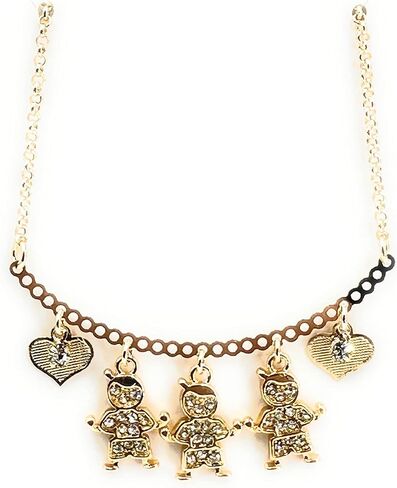 SIFRIMANIA Personalized Children's Charm Choker Necklace, Boys or Girls Customizable Pendants, Growing Family Jewelry for Women (4 Girls) in Saudi Arabia