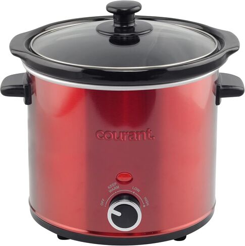 Courant Mini Slow Cooker Crock, with Easy Options 1.6 Quart Dishwasher Safe Pot, Stainless Steel in Saudi Arabia