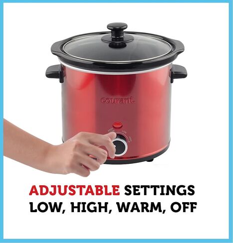 Courant Mini Slow Cooker Crock, with Easy Options 1.6 Quart Dishwasher Safe Pot, Stainless Steel in Saudi Arabia
