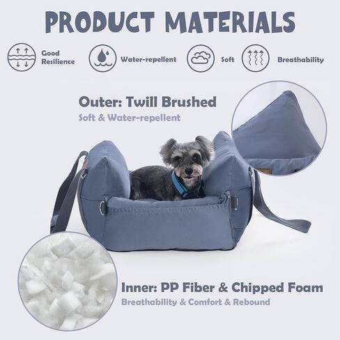 Small Dog Car Seat Puppy Car Seat with Storage Pockets Dog Booster Car Seat with Thick Cushion Pet Car Seat Dog Bed Car seat with Leash (Grey) in Saudi Arabia