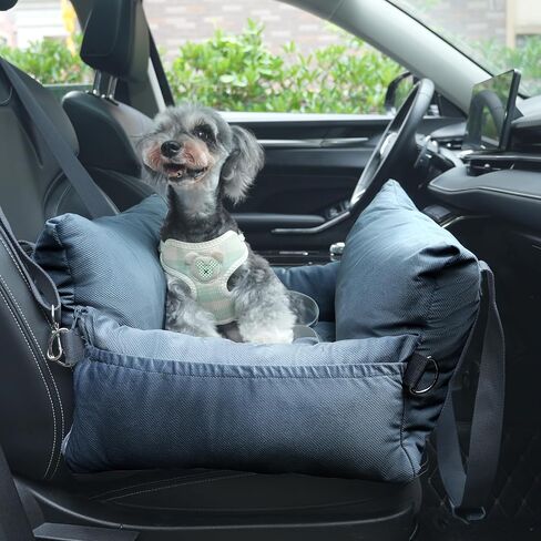 Small Dog Car Seat Puppy Car Seat with Storage Pockets Dog Booster Car Seat with Thick Cushion Pet Car Seat Dog Bed Car seat with Leash (Grey) in Saudi Arabia