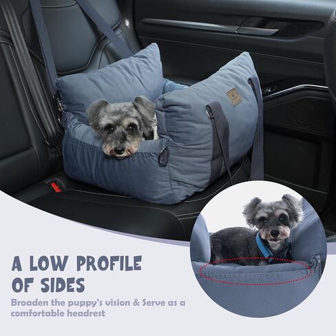 Small Dog Car Seat Puppy Car Seat with Storage Pockets Dog Booster Car Seat with Thick Cushion Pet Car Seat Dog Bed Car seat with Leash (Grey) in Saudi Arabia