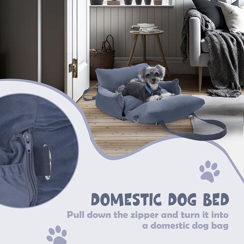 Small Dog Car Seat Puppy Car Seat with Storage Pockets Dog Booster Car Seat with Thick Cushion Pet Car Seat Dog Bed Car seat with Leash (Grey) in Saudi Arabia