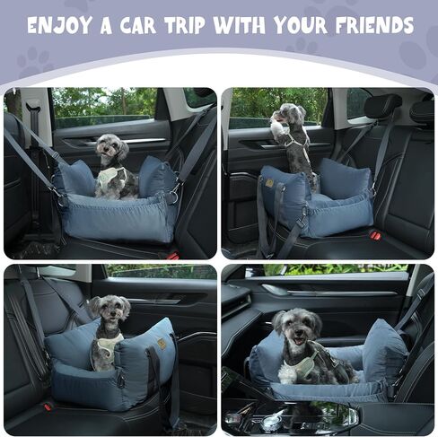 Small Dog Car Seat Puppy Car Seat with Storage Pockets Dog Booster Car Seat with Thick Cushion Pet Car Seat Dog Bed Car seat with Leash (Grey) in Saudi Arabia