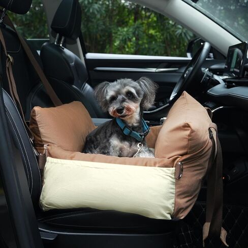 Small Dog Car Seat Puppy Car Seat with Storage Pockets Dog Booster Car Seat with Thick Cushion Pet Car Seat Dog Bed Car seat with Leash (Grey) in Saudi Arabia