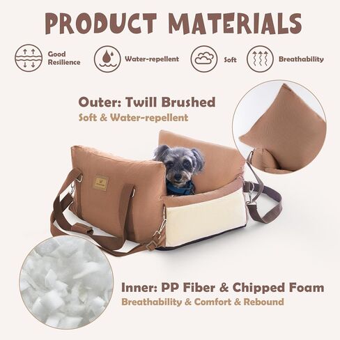 Small Dog Car Seat Puppy Car Seat with Storage Pockets Dog Booster Car Seat with Thick Cushion Pet Car Seat Dog Bed Car seat with Leash (Grey) in Saudi Arabia
