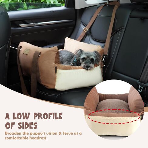 Small Dog Car Seat Puppy Car Seat with Storage Pockets Dog Booster Car Seat with Thick Cushion Pet Car Seat Dog Bed Car seat with Leash (Grey) in Saudi Arabia