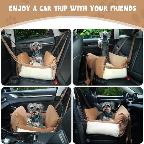 Small Dog Car Seat Puppy Car Seat with Storage Pockets Dog Booster Car Seat with Thick Cushion Pet Car Seat Dog Bed Car seat with Leash (Grey) in Saudi Arabia