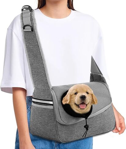 Dog Sling Carrier, Small Puppy Cat Pet Carrying Bag, Adjustable Shoulder Strap & Thickened Dog Carrier, Breathable Mesh Bag Carrier for Small Medium Dogs Cats Travel Outdoors in Saudi Arabia