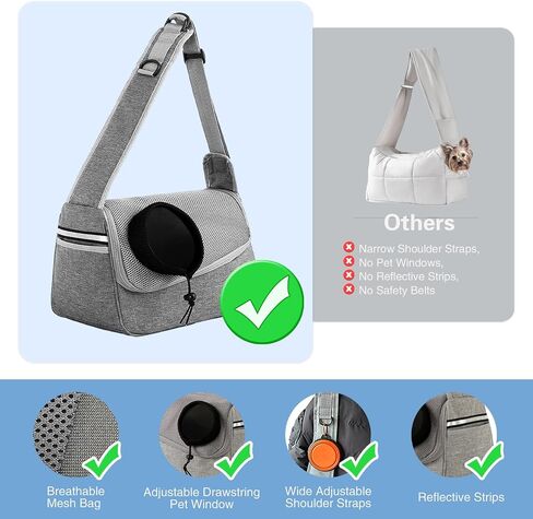 Dog Sling Carrier, Small Puppy Cat Pet Carrying Bag, Adjustable Shoulder Strap & Thickened Dog Carrier, Breathable Mesh Bag Carrier for Small Medium Dogs Cats Travel Outdoors in Saudi Arabia