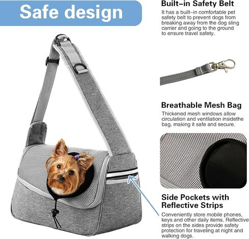 Dog Sling Carrier, Small Puppy Cat Pet Carrying Bag, Adjustable Shoulder Strap & Thickened Dog Carrier, Breathable Mesh Bag Carrier for Small Medium Dogs Cats Travel Outdoors in Saudi Arabia