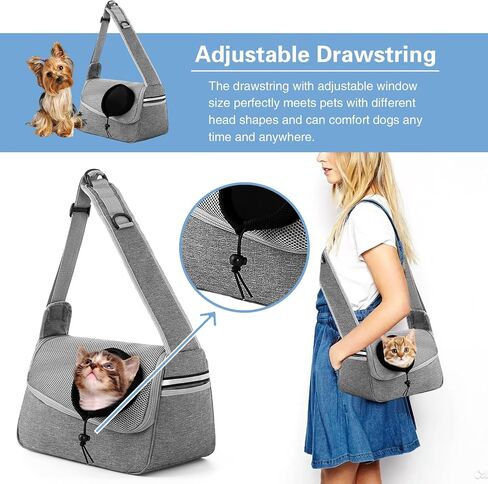 Dog Sling Carrier, Small Puppy Cat Pet Carrying Bag, Adjustable Shoulder Strap & Thickened Dog Carrier, Breathable Mesh Bag Carrier for Small Medium Dogs Cats Travel Outdoors in Saudi Arabia