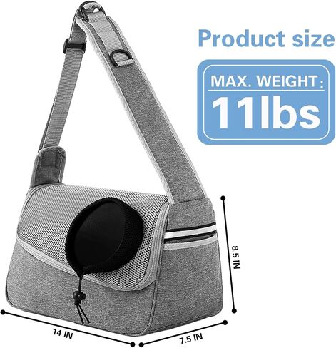 Dog Sling Carrier, Small Puppy Cat Pet Carrying Bag, Adjustable Shoulder Strap & Thickened Dog Carrier, Breathable Mesh Bag Carrier for Small Medium Dogs Cats Travel Outdoors in Saudi Arabia