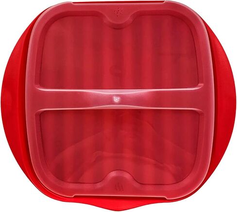 Microwave Bacon Tray with Splatter Lid, Safety, Quick and with No Mess, Microwave Bacon Cooker Make Crispy Bacon in few Minutes（red） in Saudi Arabia