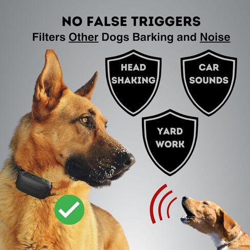 Dog Bark Collar, Rechargeable, Automatic, Waterproof, Anti Bark Training, Adjustable Sensitivity Vibration and Shock, Bark Shock Collar for Medium to Large Dogs (Black) in Saudi Arabia